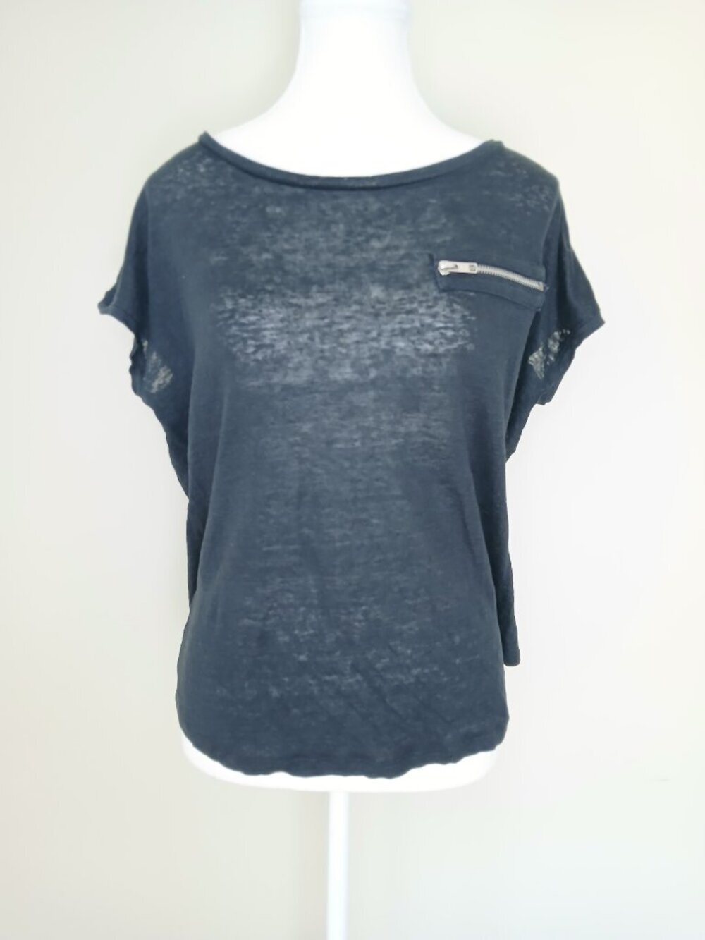 Pure & Simple 100% Linen Oversized T-shirt Back Center Cinch Size Small